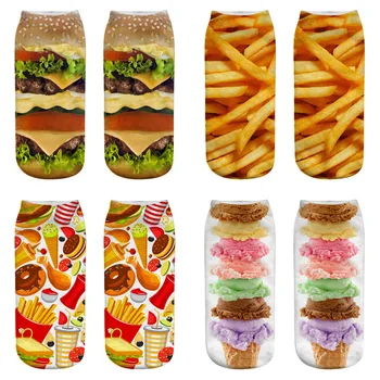 

Socks Men and Women Burger Fries Series 3D Printing Fashion Short Tube Socks Hot Printing Men and Women Socks