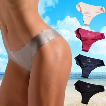 

Women Seamless Sexy Panties Low Waist Thongs Underwear Comfortable Solid T String Shorts Plus Size Panties 2020