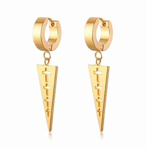 COLOR DANGLING TRIANGLE EARRING FOR MEN AND WOMEN STAINLESS STEEL EARRINGS