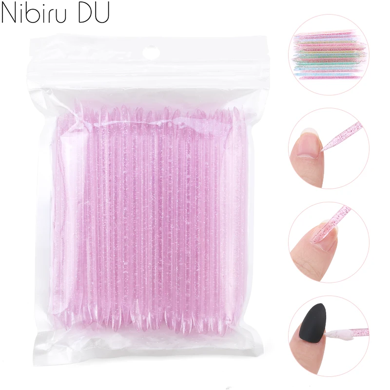 50/100Pcs Reusable Crystal Stick Double End Nail Art Cuticle Pusher Cuticle Remover Tool Pedicure Care Nails Manicures Tools