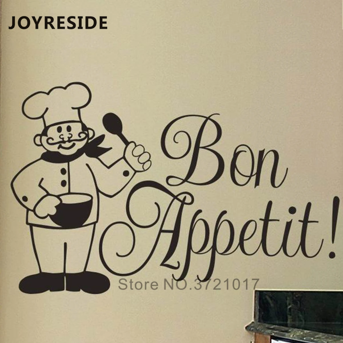 Joyreside Kitchen Chef Funny Wall Decals Bon Appetit Wall Stickers Home Kitchen Wall Decor French Chef Vinyl Wall Murals Wm292 Wall Stickers Aliexpress