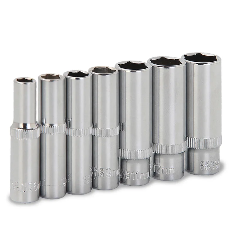 

Long Sleeve 1/4 "Hexagon Socket High Quality Chrome Vanadium Steel Metric Auto Repair Machinery Sleeve Head Factory Direct Selli