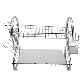 

Multifunctional S-shaped Dual Layers Bowls/Chopsticks/Spoons Collection Shelf Dish Rack Drainer