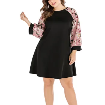 

Loose Oversized Plus Size Dress Women Summer Long Sleeve Floral Print Patchwork Mini Dress Ladies Tunic Dresses 2020 Vestido