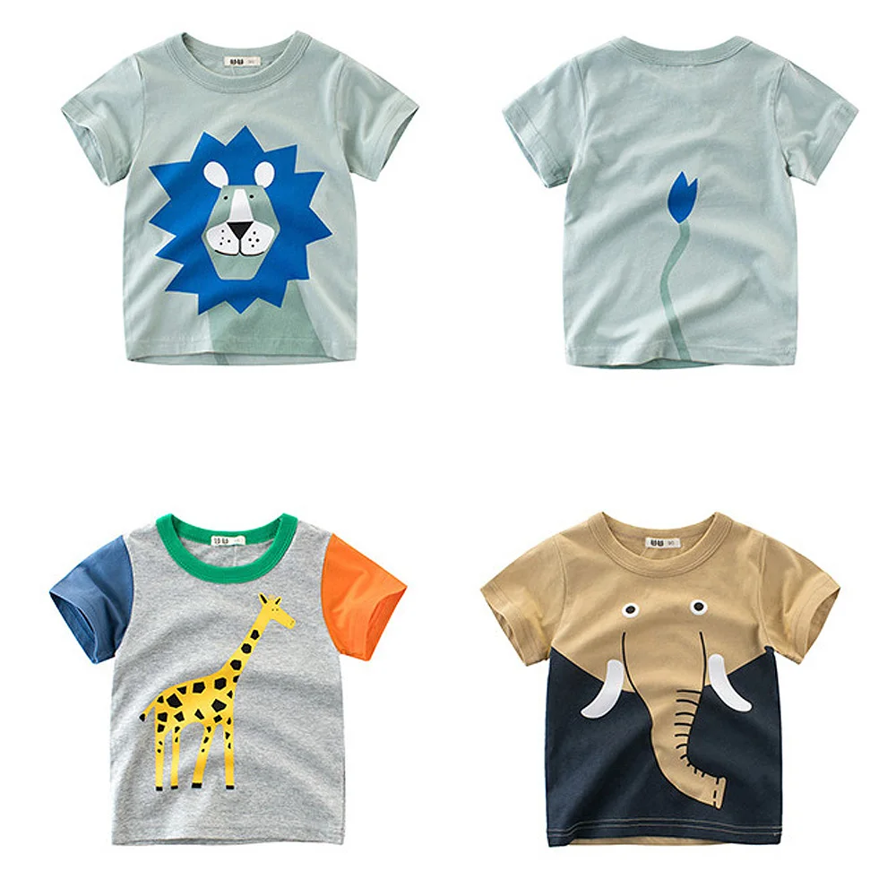 

Summer Kids Children Boys 100% Cotton Animals Pattern clothes Casual Short sleeve t-shirt t shirts tops shirt boy shirts Tee