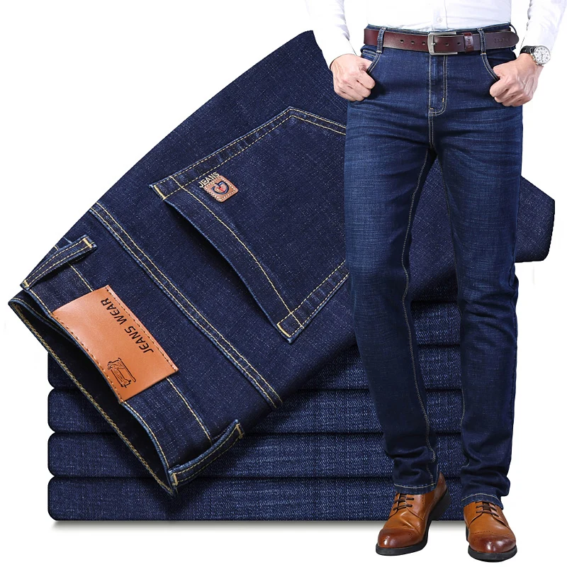

NIGRITY Autumn Winter New Men's Straight casual jeans Fashion denim trousers male pant Black Gray Plus big size 28-42