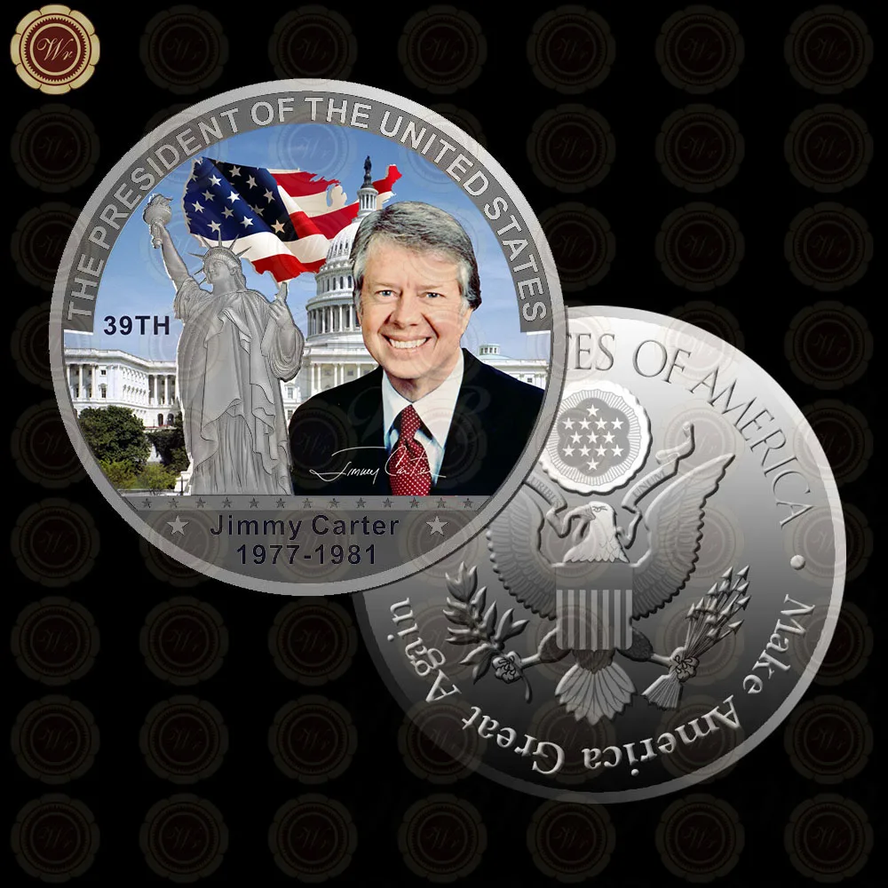 WR фестиваль подарок цветной Джордж H. W. Буш монета Посеребренная 41-й американский президент Искусство ремесло/w Бесплатный чехол 40x3 мм - Цвет: Style 11