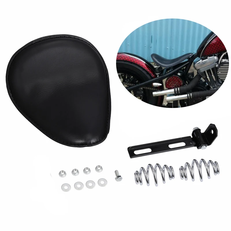 

3 inch Leather Motorcycle Sportster Chopper Bobber Custom SOLO Spring Bracket Seat For Harley Honda Yamaha Kawasaki Suzuki Sport