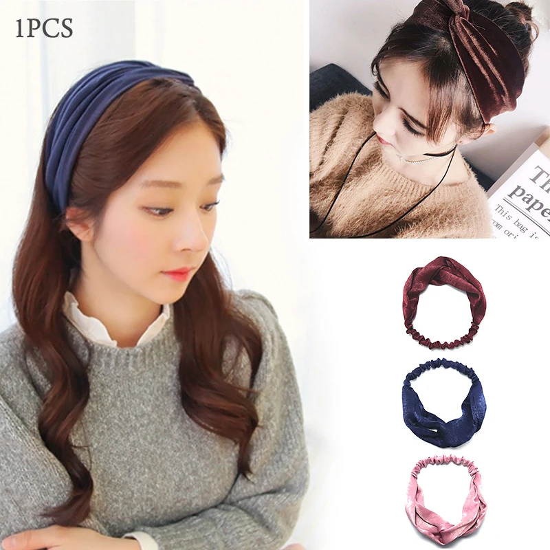 Charming Cross Knot Velvet Headscarf Yoga Head Twist Headband Elastic Turban Hairband Women Sport Beautiful Hair Accessories