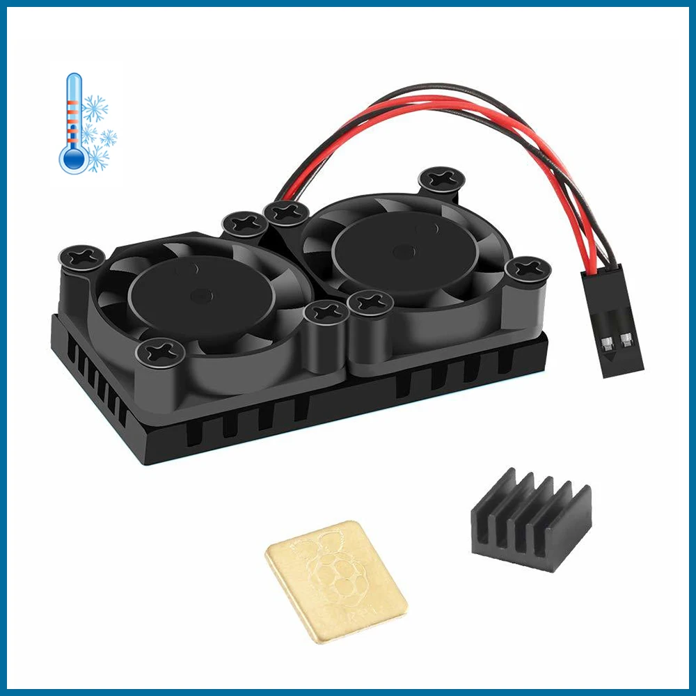 S ROBOT Raspberry Pi Cooling Dual Fan Kit (2 Fans + Hestsink + Adhesive Tape) + 2 Pcs Heat Sinks for Raspberry Pi 3B+ RPI115