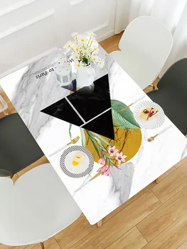 

Customized PVC Nordic tablecloth 1.5mm thickness No smell printing Coffee table mat waterproof soft glass table cover party deco