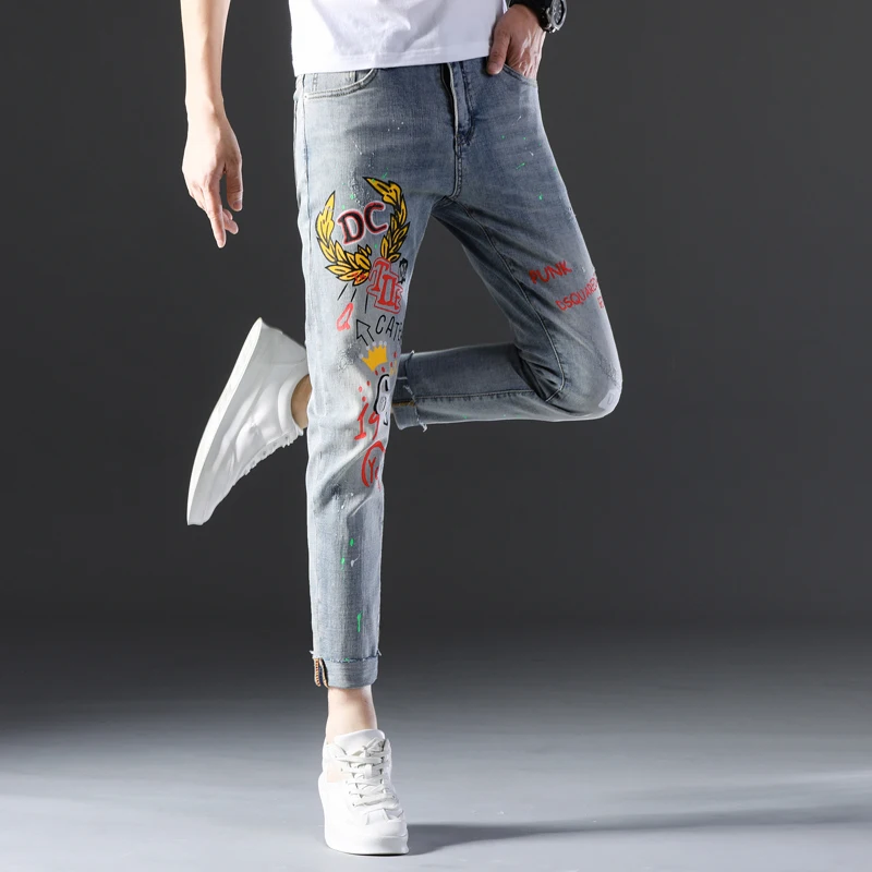 Reviews Slim Fit Ripped Jeans For Men Jeans in Regular Fit Ankle-length Denim Pants Fashion Jeans Streetwear men trousers Casual Pants