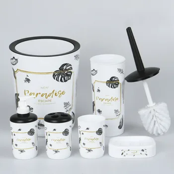 

Bathroom Accessories Set Wash Set Toothpaste Tooth Brush Holder Soap Shampoo Storage Bottle With Press Switch Toilet Cleaner