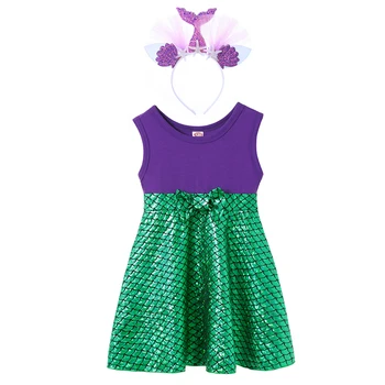 

Girls Little Mermaid Dress Princess Ariel Costume Children Sleeveless Casual Summer Dress Kids Birthday Fancy Sundress Clothes