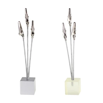 

Small Cube 3 Alligator Wire Memo Picture Note Card Desk Paper Photo Clip Holder,table Stand Place Office Dest Favor