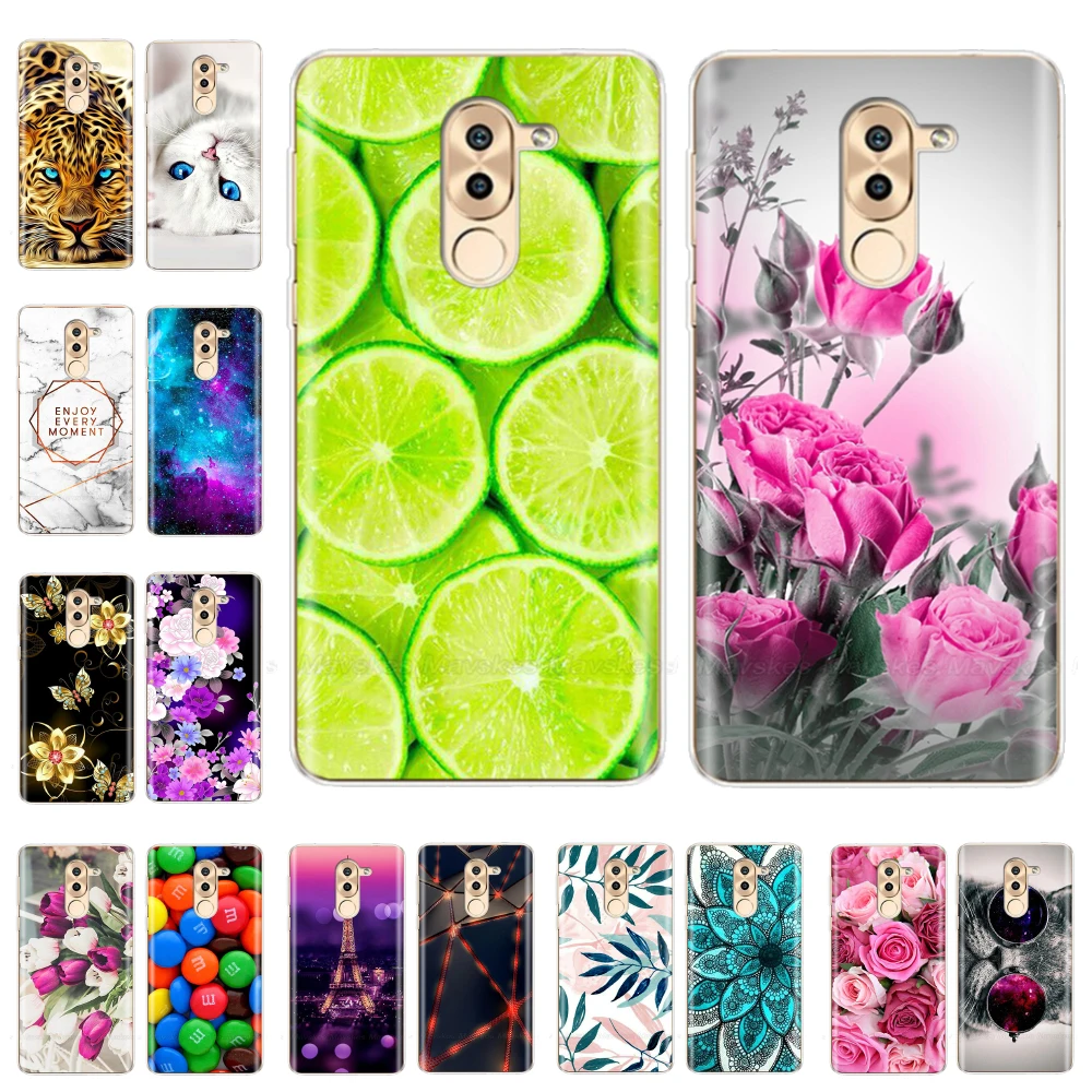 Funda de silicona para Huawei Honor 6X, carcasa trasera de TPU con diseño de gato y flor para teléfono móvil Huawei Honor 6X Honor 6X 6 X