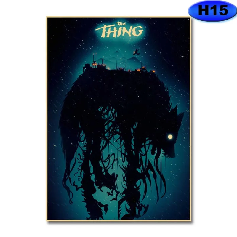 Retro Kraft Paper Movie Posters Classic Horror Movie The Thing Poster Home Decor  Living Room Bar Cafe Art Painting Wall Sticker