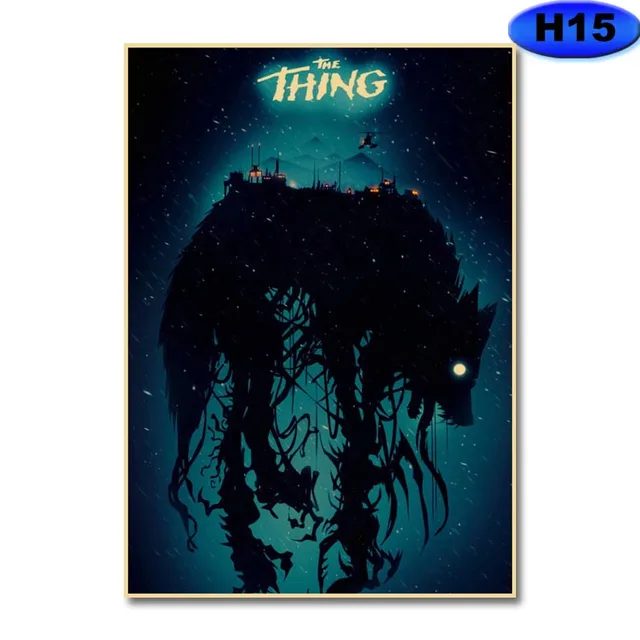 Retro Kraft Paper Movie Posters Classic Horror Movie The Thing Poster Home Decor Living Room Bar Cafe Art Painting Wall Sticker H15