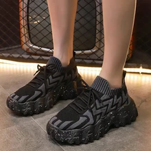 

2021 Women Mesh Wave Pattern Summer Sneakers Vulcanized Female Lace Up Fashion Sport Shoes Ladies Casual New Platform Footwear