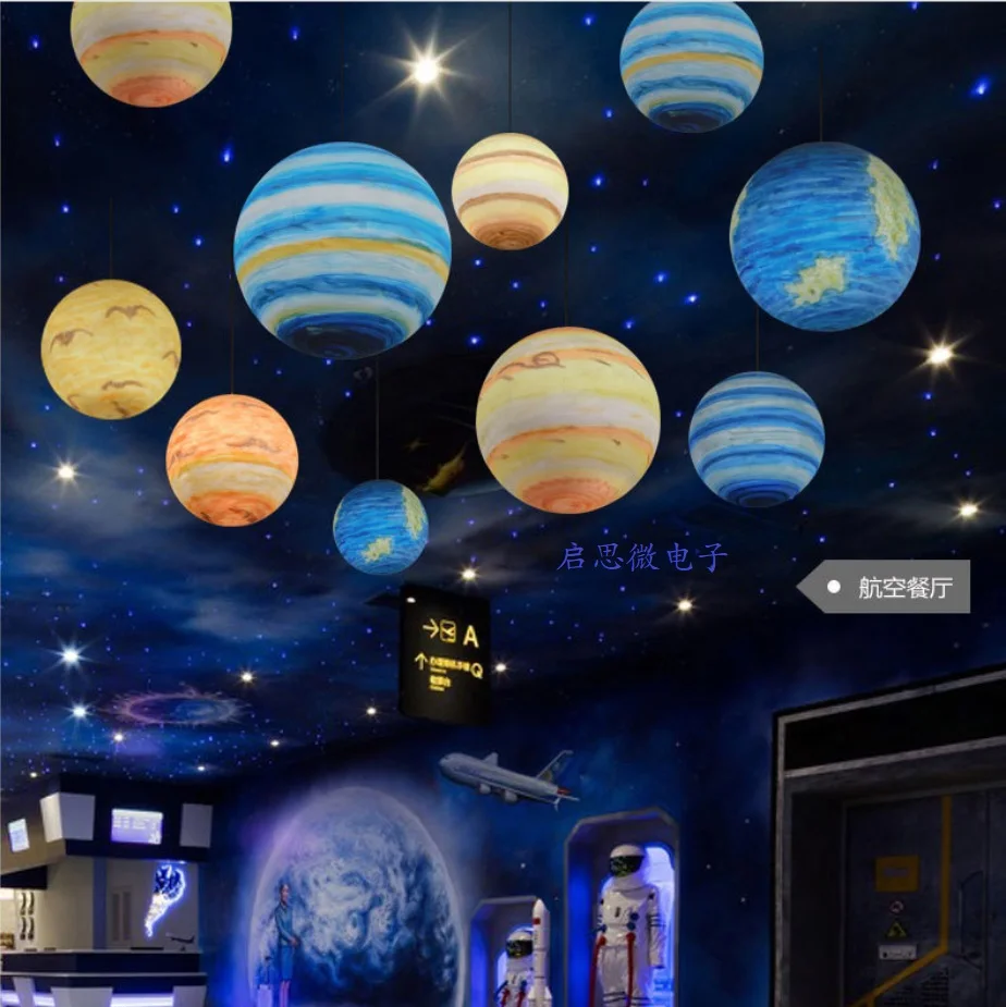 Planet Pendant Lights Sun Earth Moon Novelty Creative Atmosphere Light  Hanging Lamp Bedroom Home Decoration Hallway Luminaire 2