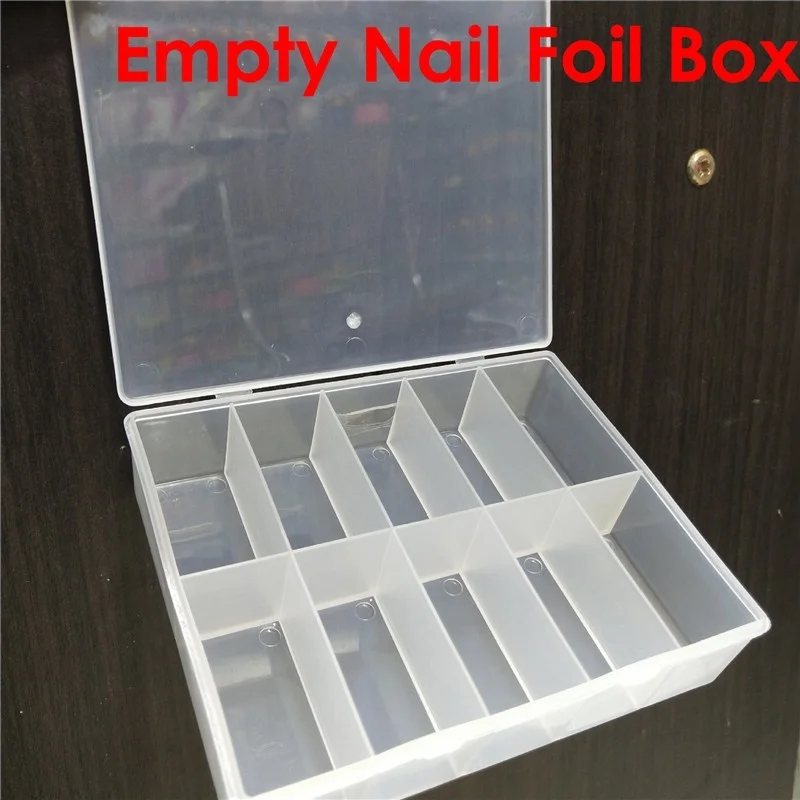 

10 Grids Plastic Nail Foil Box Nail Art Storage Case Empty Container for Rhinestones Gems Beads Organizer