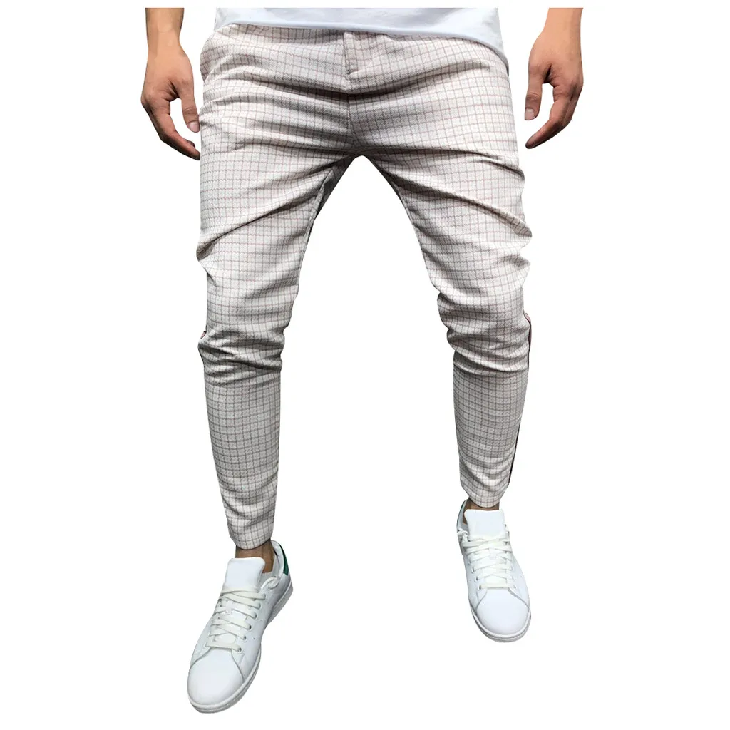 Men Striped Splicing  Overalls Casual Pocket Sport Work Casual Trouser Pants High quality pants for men men trousers mens pants