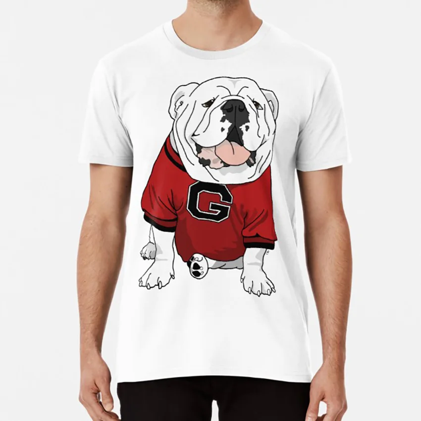 UGA Bulldog футболка Университет Джорджии УГА го доугс Футбол талисман Афин Георгия собака породы Бульдог - Цвет: Белый