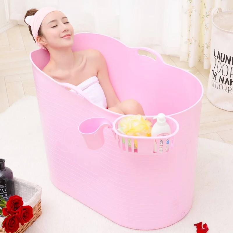 Thickened Tough Plastic Adult Bath Barrel Extra Large Bath Barrel Children Bath Half-fold Tub Bath Barrel With Lid