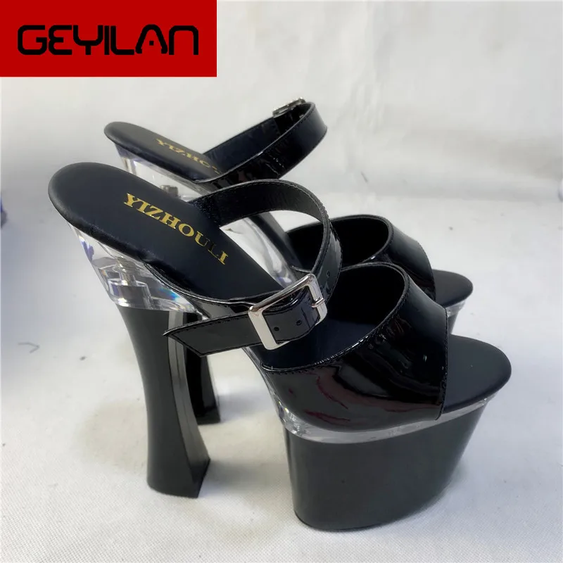 

Female 7 Inch High-Heeled Shoes Open Toe Sandals Two Ways Women 18cm Fashion Platform Slippers Buckle Exotic High Heel Sandals