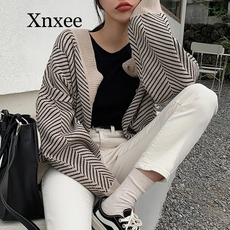 zebra Knitted Striped Cardigan Sweater Women Fashion Patchwork Top Autumn Winter 2020 Long Sleeve Casual Outwears V Neck zebra Knitted Striped Cardigan Sweater Women Fashion Patchwork Top Autumn Winter 2020 Long Sleeve Casual Outwears V Neck