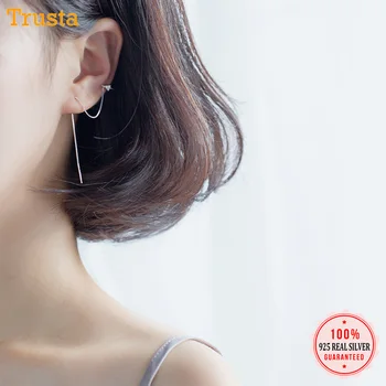 

Trustdavis 100% 925 Real Sterling Silver Earrings Ear Clip with 10.7cm Line Pretty Teen Girl Women 925 Wholesale Jewelry DA272