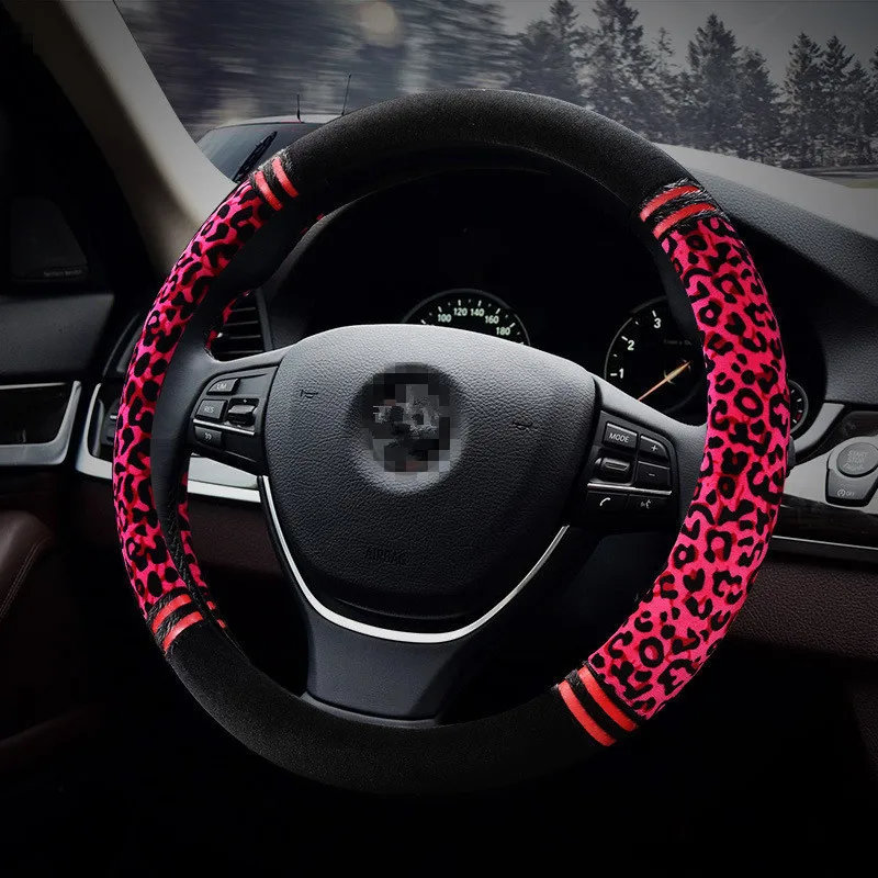 Стиль Leopord шаблон автомобильный чехол на руль плюшевый зимний теплый автомобильный чехол аксессуары для автомобиля