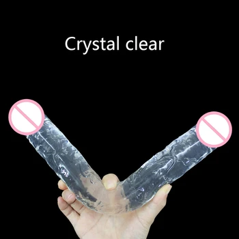 Realistic Dildo Double Ended Dildo Sex Toys for Woman Erotic Soft Long Jelly Dildo for Lesbian Flexible Big Penis Masturbator 3