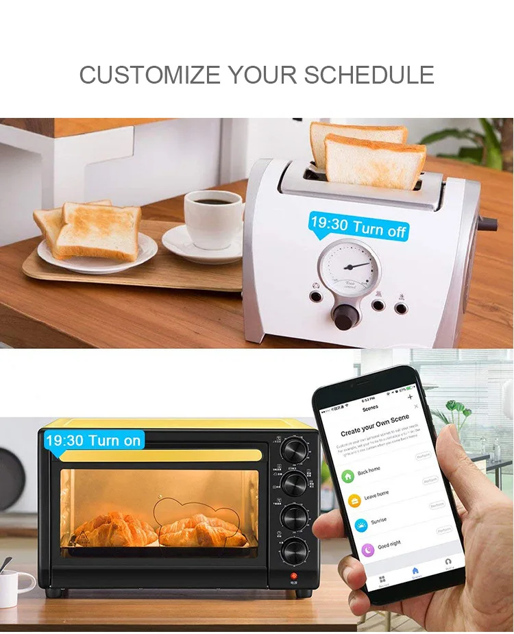 Remoto de Voz Monitor de Energia Função de Temporização Ligado e Desligado com Casa Tomada Inteligente Wifi Controle Trabalho 10a 6 Acessórios modelo
