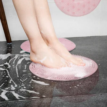

Lazy Wash Foot Bath Massage Cushion Bathroom Strong Suction Cup Floor Shower Mat Silicone Non-Slip Back Massage Pad