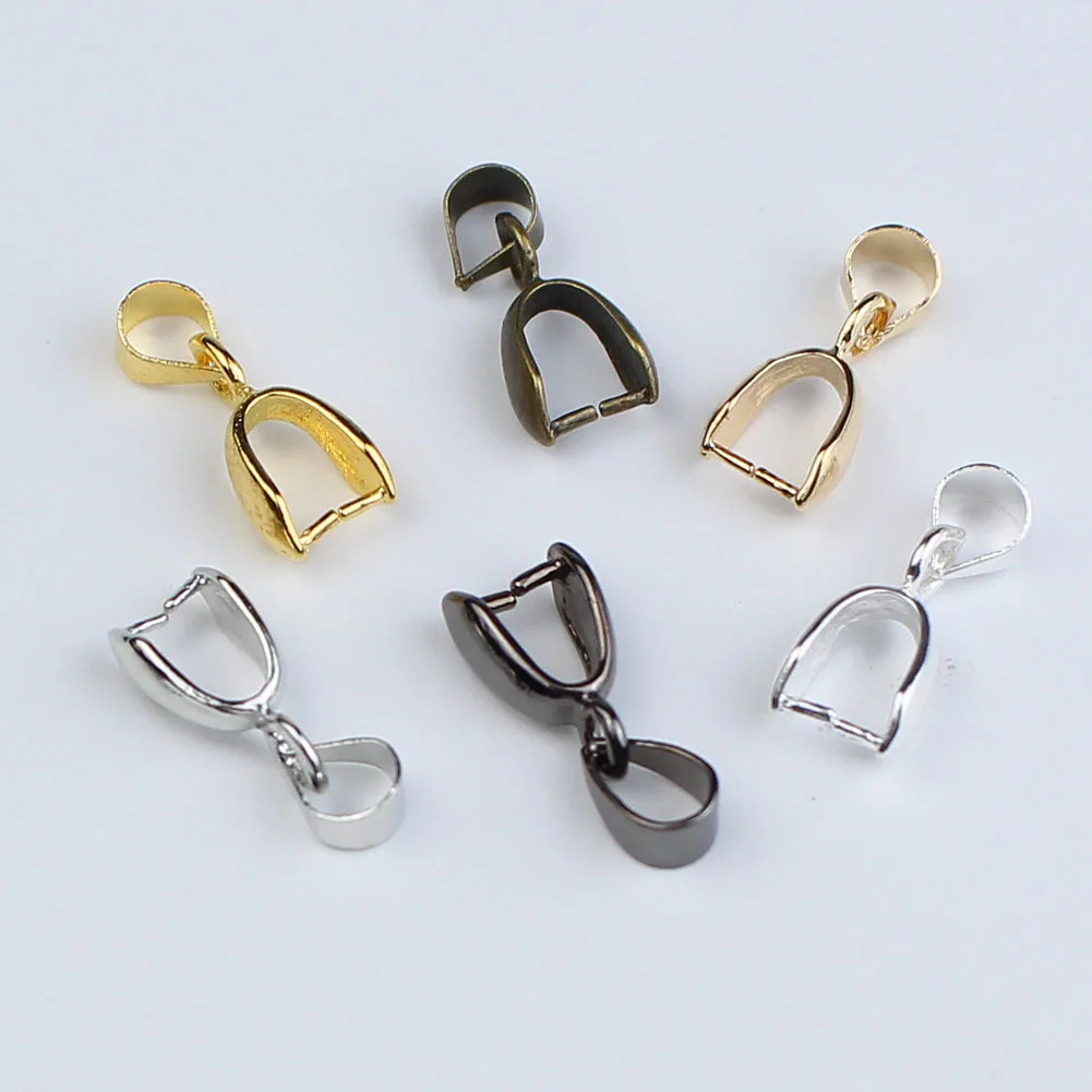 

50pcs/lot Copper Pendant Pinch Bail Clasps Clips Bails Connectors for DIY Necklace Jewelry Making Supplies Findings Accessories