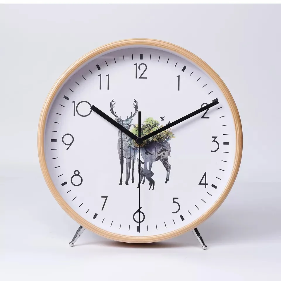 Творческий немой настольные часы офисный Настольный Гостиная простой твердой древесины часы Современный длинный подол часы в минималистском стиле украшения - Цвет: D