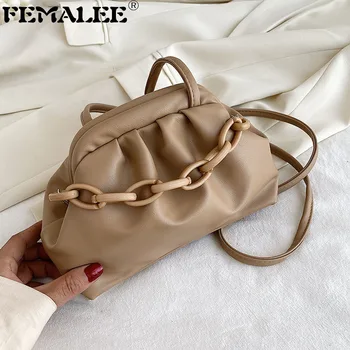 

2020 Small Clip Cloud Bag Soft Mini Shoulder Bag Acrylic Chain Day Clutch Handbag Designer Pleated Purses Wrinkled Messenger Sac