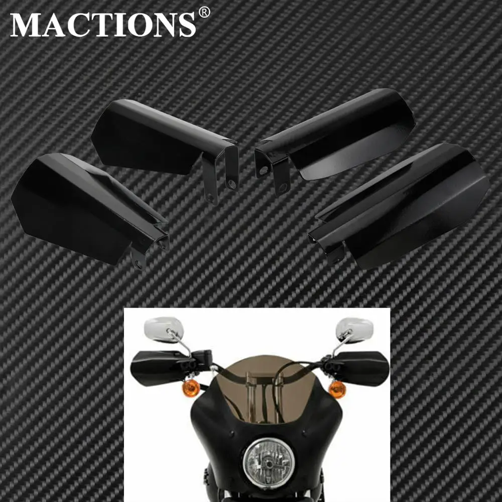 Motorcycle Stainless Steel Gloss Black Shade Hand Guard 1Pair