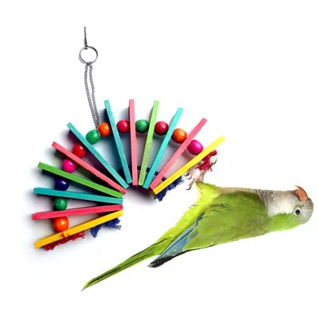 

1 piece bird swing toy macaw bird (color) parrot bird toy color wooden block chew bite string
