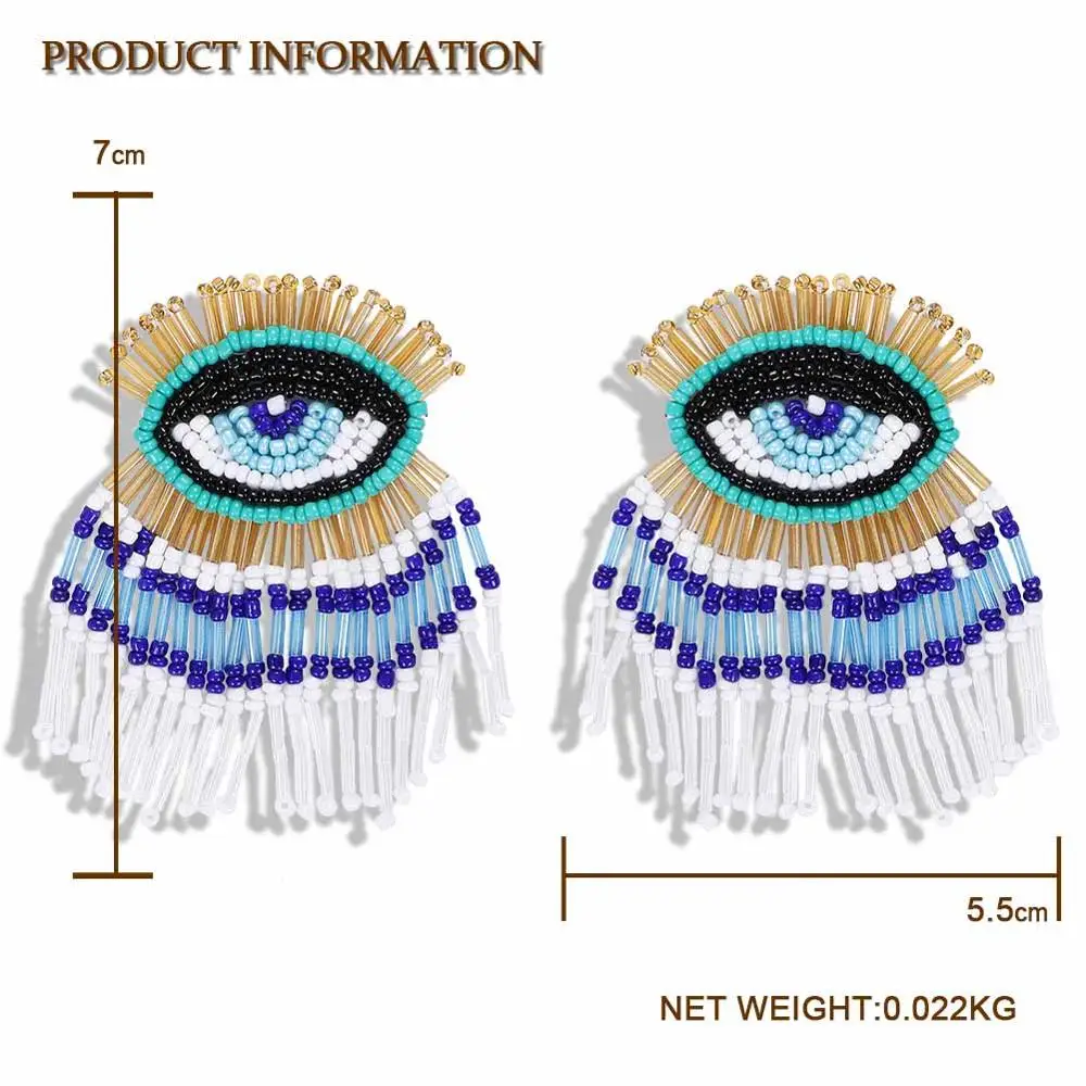 Dvacaman, богемные серьги ручной работы из бисера, длинное сердце, глаз, лист, большие качели, висячие серьги, женские вечерние серьги, подарок, ювелирное изделие