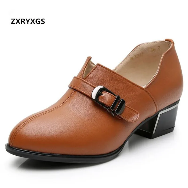 

New Fashion Elegant Autumn Shoes Women High Heel Shoes Pointed Deep Mouth Ladies Genuine Leather Shoes Soft Bottom High Heels