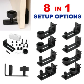 

8 In 1 Carbon Steel Sliding Barn Door Floor Guide Stay Roller for Barn Door Slide Rail Mechanism Furniture Hardware Accessory