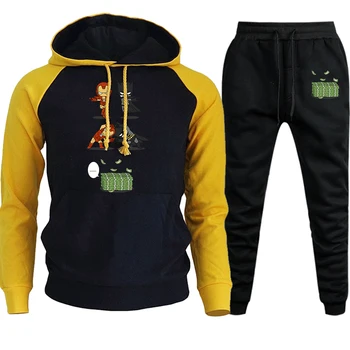 

Billionaires Streetwear Hoodies Mens Raglan Japan Anime 2019 New Autumn Winter Casual Pullover Suit Hooded+Pants 2 Piece Set