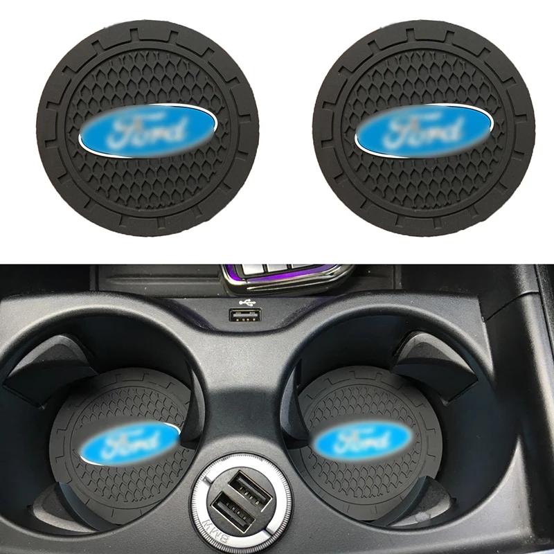 

2pc For Ford mk2 mk3 mk4 mk5 mk7 fiesta focus FOCUS 2 3 4 5 Silicone Car non-slip coaster Mat Car Water coaster pad accessories