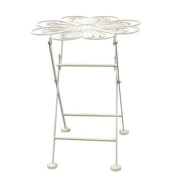 

Retro old wrought iron folding flower small table and stool flower stool flower stand stool beautiful mini table