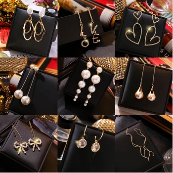 

33 Style Dangle Earrings For Women Jewelry Pearls Heart Shaped Geometric Statement Drop Earrings Wedding Party Elegant Gifts