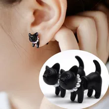 1 шт. модные милые жемчужные леопардовые черные серьги с подвеской в форме кошки серьги для женщин и мужчин пирсинг Висячие серьги-гвоздики с животными ювелирные изделия
