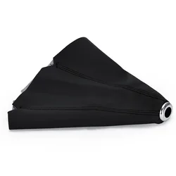 Universal Suede Leather Gear Shift Boot Cover with Carbon Fiber Accent (PU Leather Black)