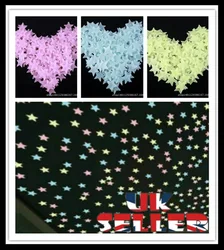 Autocollant mural Fluorescent, 100 pièces, lueur dans la nuit, pour maison, chambre d'enfant, plafond, étoile 
